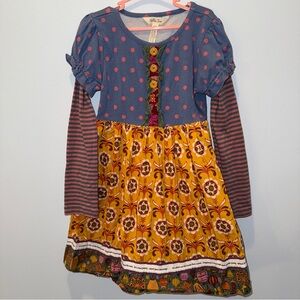 Matilda Jane Kids Multi Patterned Dress with Special Text Design, Size 6 Stretch